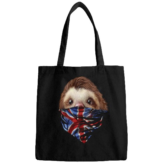 Sloth Pet Gift Britain Patriotic Baby Sloth in Union Jack Bandana Bags