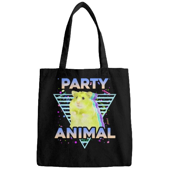 Hamster Pet PARTY ANIMAL Funny Hamster Lover Quote Joke Retro Graphic Bags