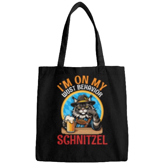 Beer Fun Maine Coon Drinking Beer I m On My Wust Behavior Schnitzel Bags