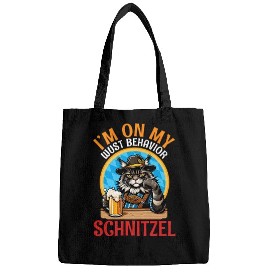 Beer Fun Maine Coon Drinking Beer I m On My Wust Behavior Schnitzel Bags