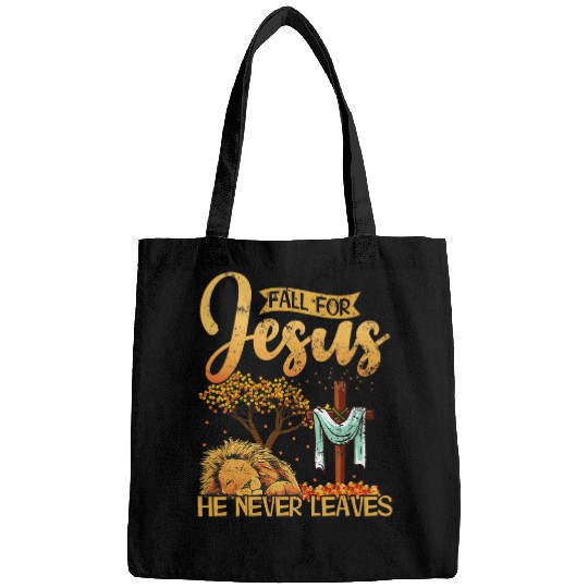Lion Pet Fall for Jesus he never leaves God lion cross autumn 1 Bags