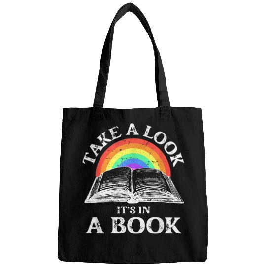 Book Fun Take A Look Its In A Book Retro Rainbow Reading Bags