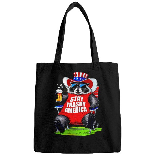 Beer Fun 4th Of July Stay Trashy America Raccoon Drinking Beer Party Bags