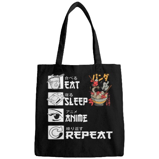 Panda Pet eat sleep anime repeat panda ramen japanese kawaii japan Bags