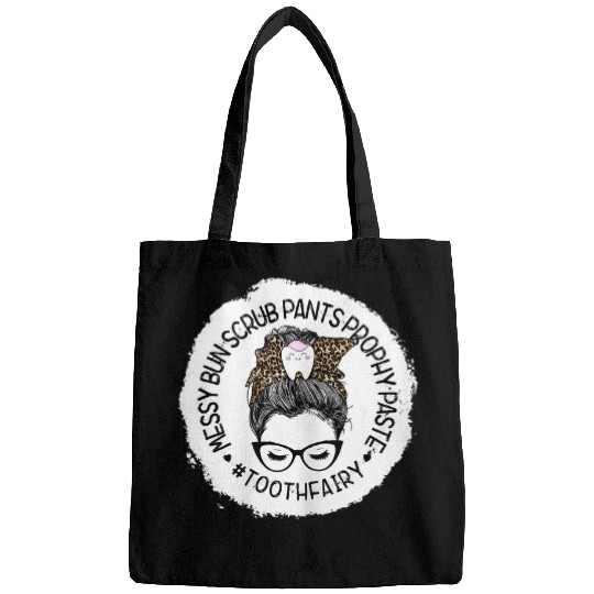 dentists Job Leopard Messy Bun Scrub Pants Tooth Fairy Dental Women Bags