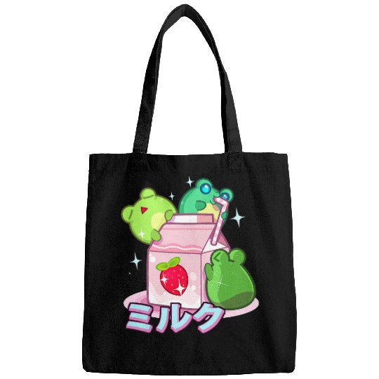 Frog Pet Strawberry Milk Cottagecore Toad Aesthetic Japan Bags