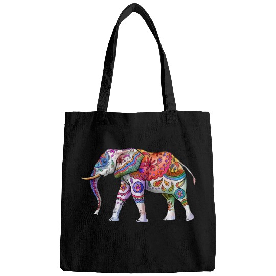 Elephant Pet Henna Style Decorated Yoga Spirituality Hindu Art Bags