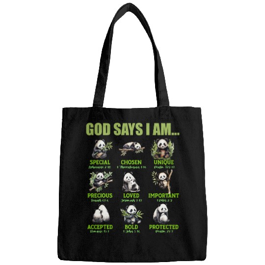 Panda Pet God Says I m Religious Inspirational Christian Panda Bags