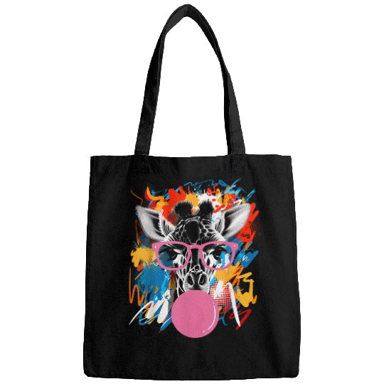 Giraffe Pet Face Animal Lover Eating Gum And Makes A Bubble Bags