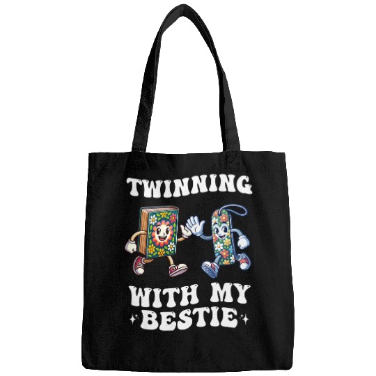 Book Fun Twinning With My bestsie Book and Bookmark Matching Twin Day Bags