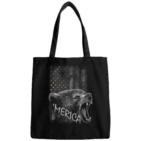 Bear Pet 4th of July Merica American Flag patriotic Grizzly Bear USA Bags