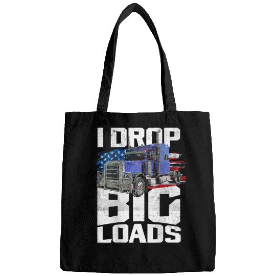 I Drop Big Loads US American Flag Semi Truck Driver Big Rig Bags