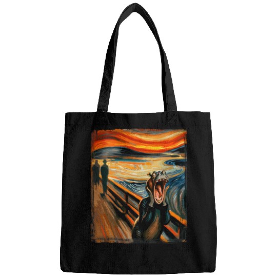 Hippo Pet Artsy Scream for Hippopotamus Lovers Artistic Hippo Bags