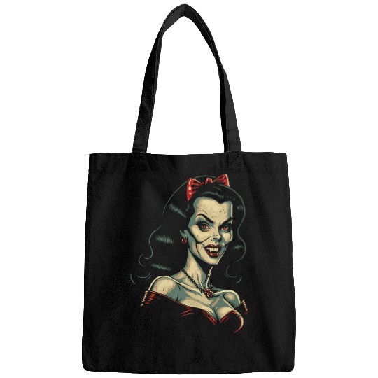 Book Fun Vampire Lady Showing Fangs 1960s Horror Comic Book Style Bags