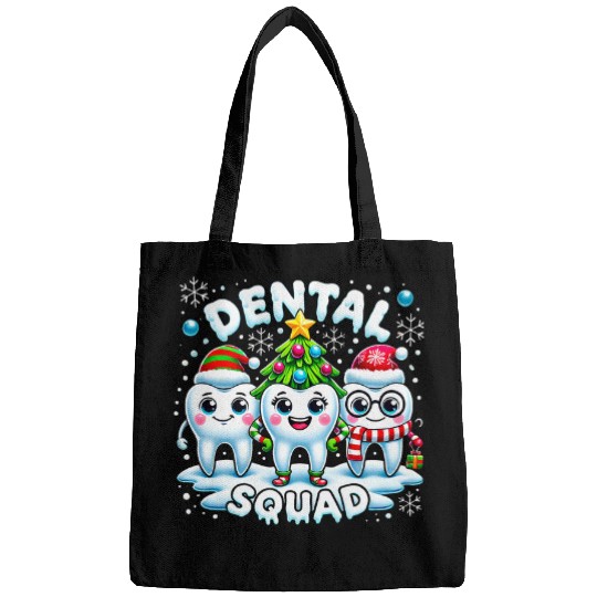 dentists Job Christmas Dental Squad Retro Christmas xmass Tooth dentistss Bags
