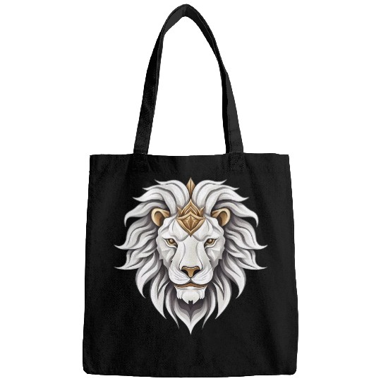 Lion Pet Face White with Golden Accents Animal Lover Bags