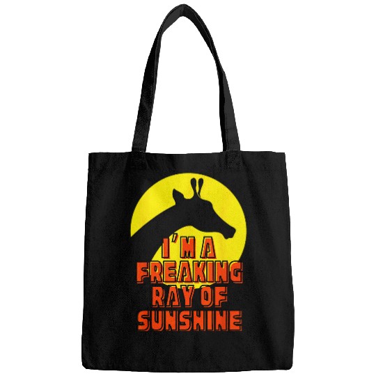 Giraffe Pet Radiant Giraffe I m a Freaking Ray of Sunshine Tee Bags