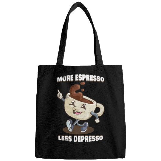 Coffee Fun More Espresso Less Depresso Retro Pun Groovy Funny Coffee Bags