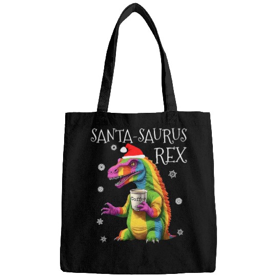 Coffee Fun SantaSaurus rexs Funny Rainbow Dinosaur Coffee Christmas Bags