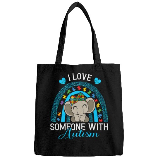 Elephant Pet I Love Someone With Autism Autism Awareness Elephant Bags