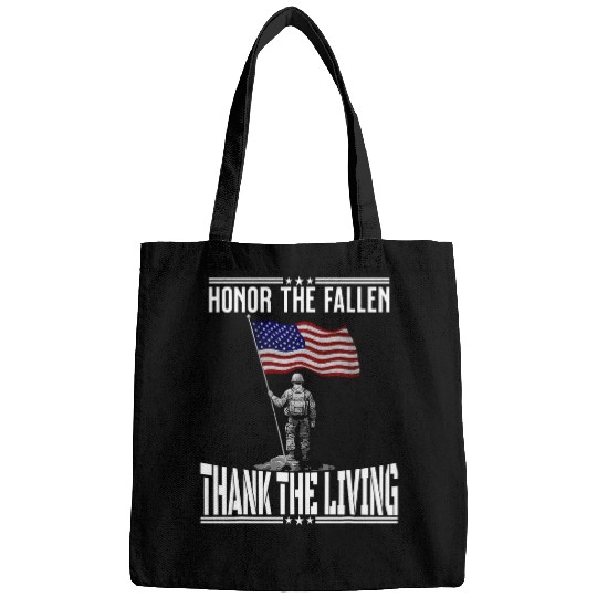 Honor The Fallen Thank The Living Memorial Day American Flag 1 Bags