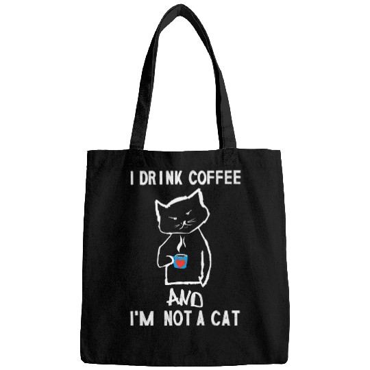 Coffee Fun cat im not a cat meme cats and coffee Bags