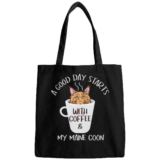 Coffee Fun A Good Day Starts With Coffee My Maine Coon Velvet Paws Bags