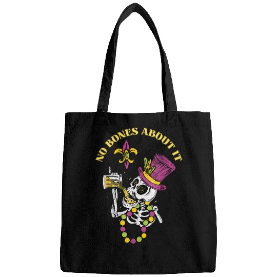 Beer Fun Mardi Gras No Bones About It Cajun Beer Drinking Skeleton Bags