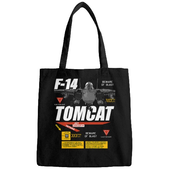 F14 Tomcat Naval Fighter Jet Diagram Graphic Bags