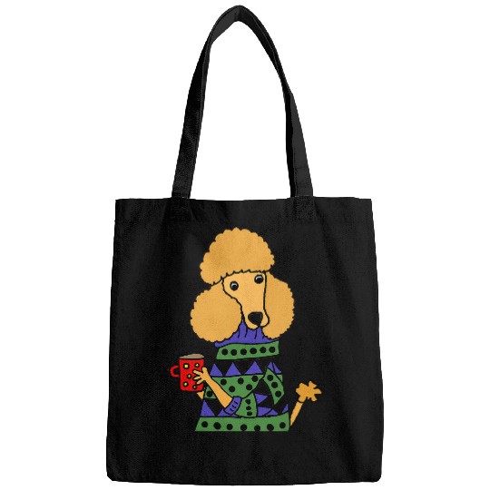 Coffee Fun Smileteespetsa Funny Apricot Poodle Dog Drinking Coffee Bags