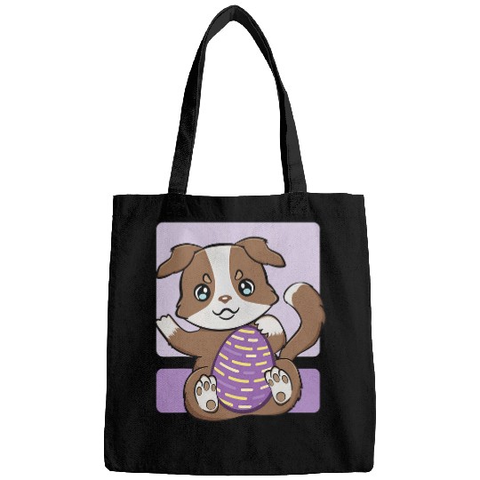 Australian Shepherd With Egg Cute Anime Happy Easter Day Bags