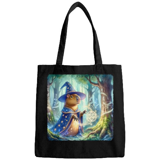 capybaras Pet Wizard Casting Spell Forest Runes Cloak Trees Bags