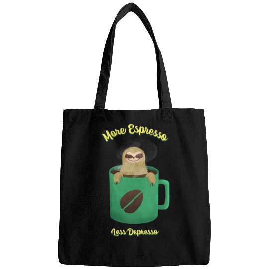 Coffee Fun More Espresso Less Depresso Funny Coffee Morning Bags