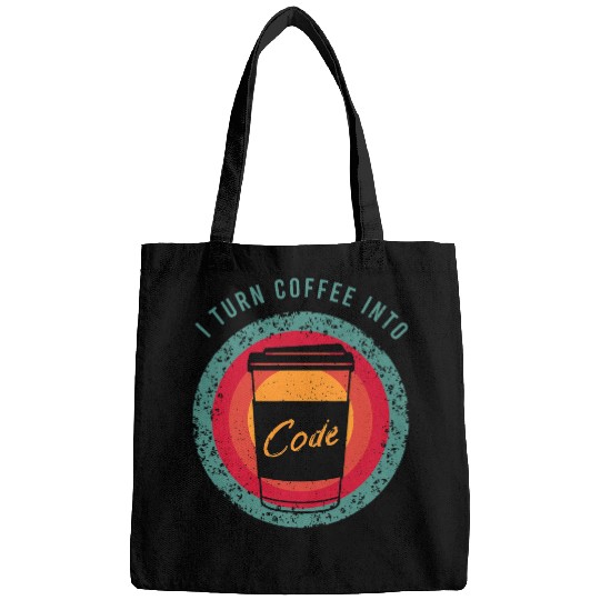 Coffee Fun CF Coffee I Turn Coffee Into Code for a Software Developer Bags