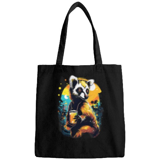 Beer Fun Lemur Drinking Beer Funny Beer Drinker Drunk Monkey Primate 1 Bags