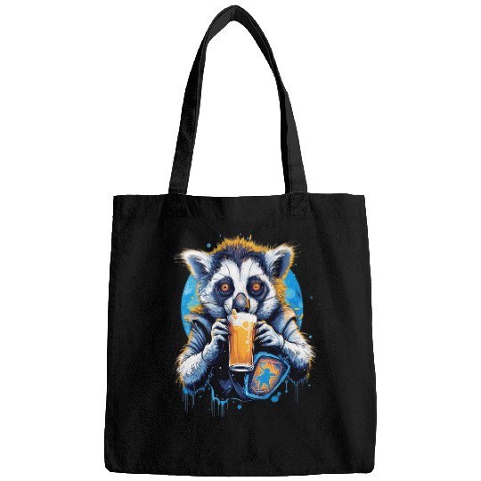 Beer Fun Lemur Drinking Beer Funny Beer Drinker Drunk Monkey Primate Bags