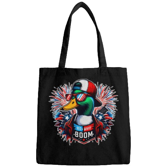 Duck Pet 4th July Mallard Duck Red White Boom Duck Boys Day Bags