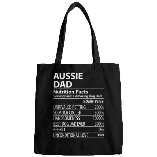 Aussie Dad Nutrition Facts Funny Aussie Dog Owner Bags