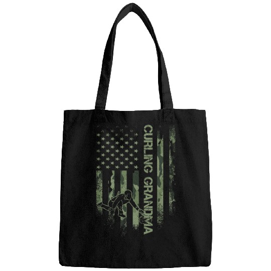 American Camo Flag Proud Curling Grandma Curler Silhouette Bags