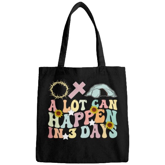 A Lot Can Happen In 3 Days Retro Groovy Easter Day Bags