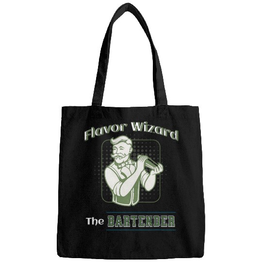 Bartender Job Flavor Wizard Bartender Funny Bartending Saying 01 Bags
