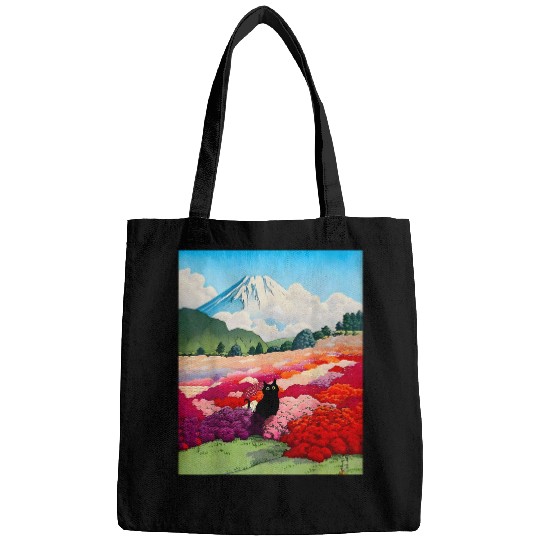 black cats Mount Fuji from an Azalea Garden Bags