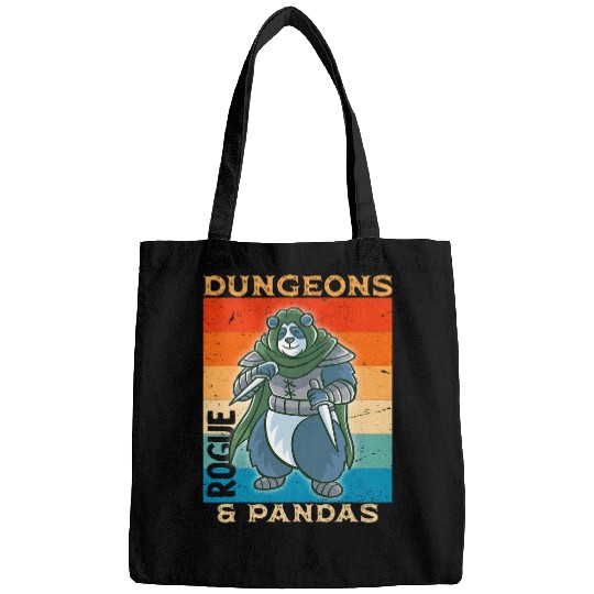 Panda Pet rogue dungeons and pandas nerdy panda nerd geek rpg dice Bags