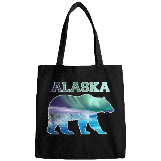 Alaskan Bear Northern Lights Aurora Borealis Nature Sky 1 Bags