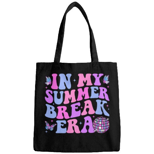 In My Summer Break Era Groovy Teacher Summer Break Vacation Bags