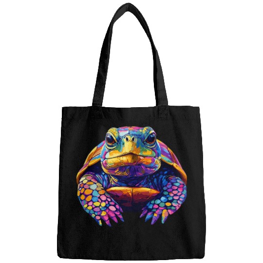 Turtle Pet Colorful Box Turtle Pond Animal Lover Men Women Black Bags