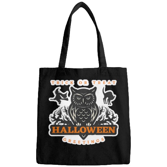 Owl Pet Happy Halloween Greetings Trick or Treat Pumpkin Owl Witch Bags