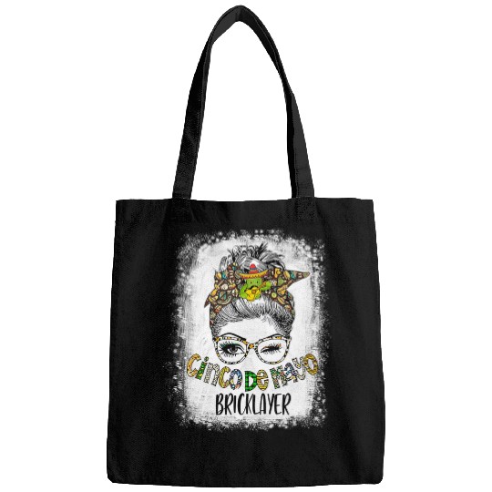 Bricklayer Job Bleached Cinco De Mayo Bricklayer Messy Bun Bags