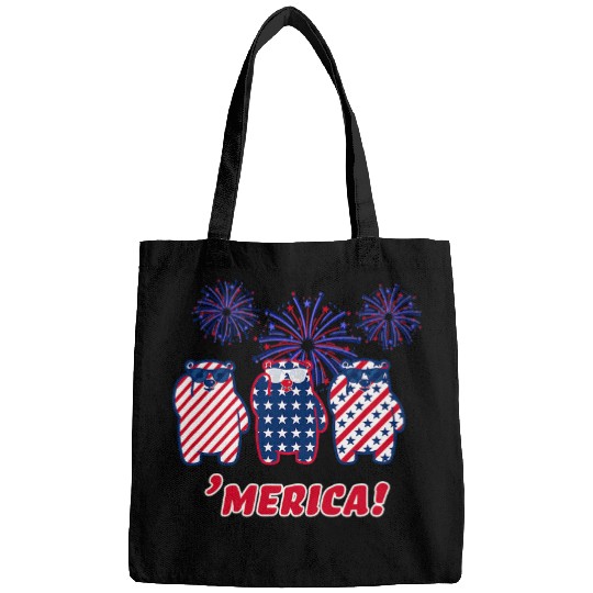 Bear Pet Merica Bear in Red White Blue with Patriotic Fireworks 4th Bags