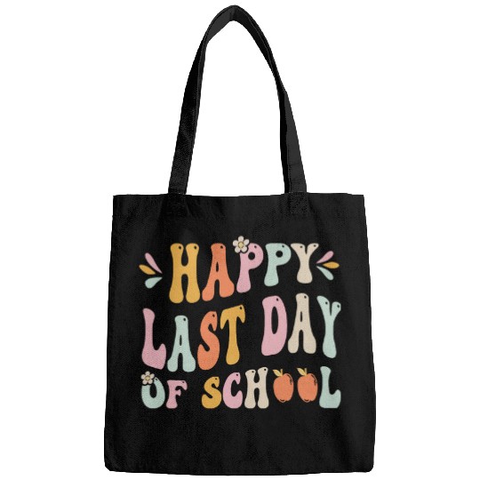 Happy Last Day Of School Groovy Teacher Student Graduation Bags